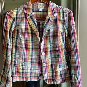 Talbots Madras Plaid cotton blazer. Size 12 Petite